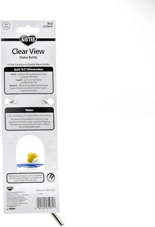 Kaytee Clear View Water Bottle for Pet Gerbils, Hamsters & Mice, 8 oz