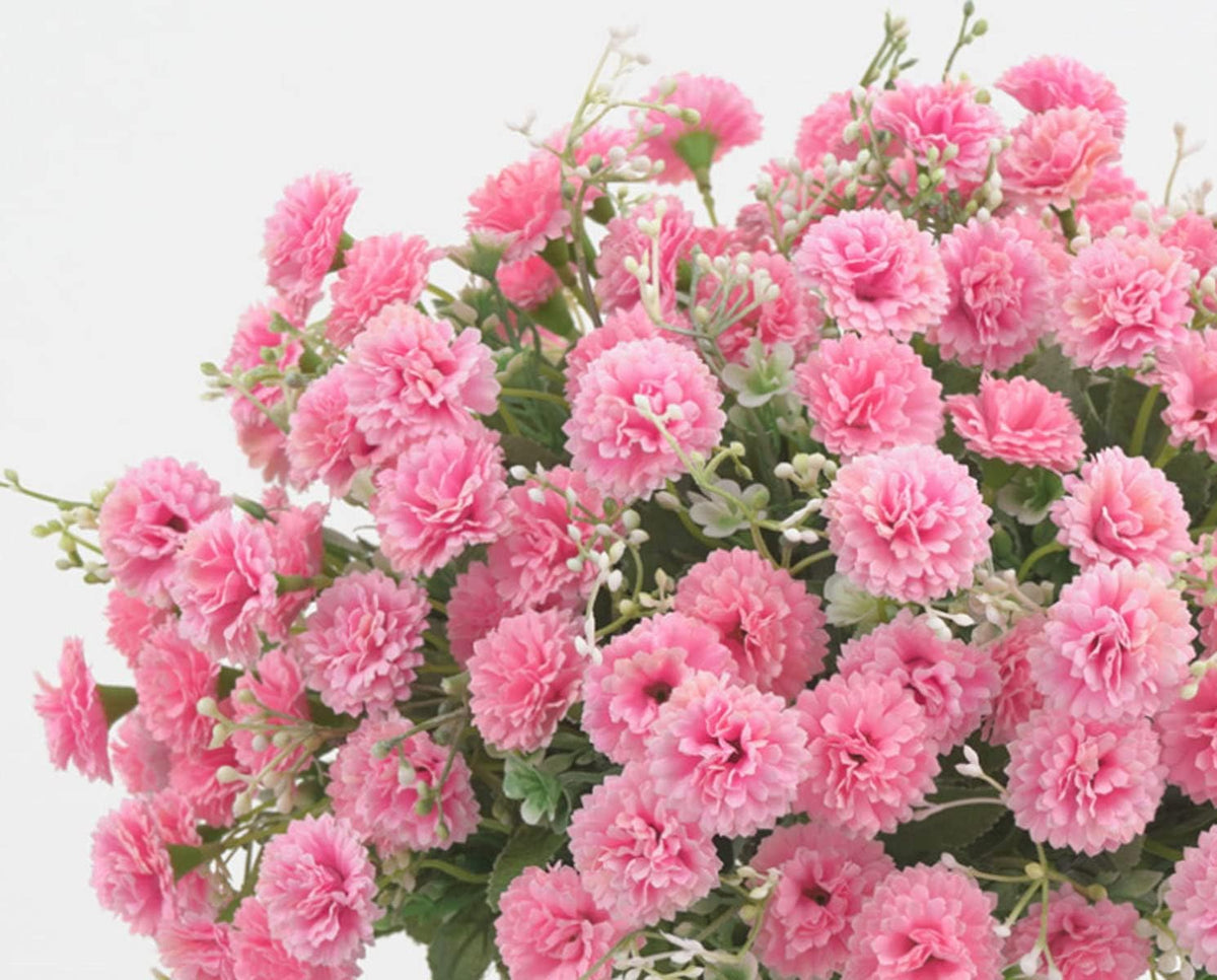 2pcs Small Carnation Artificial Flowers Bulk Fake Flower with Stems Silk Carnation Flowers for Outdoors Wedding Home Hotel Decorations (Pink)
