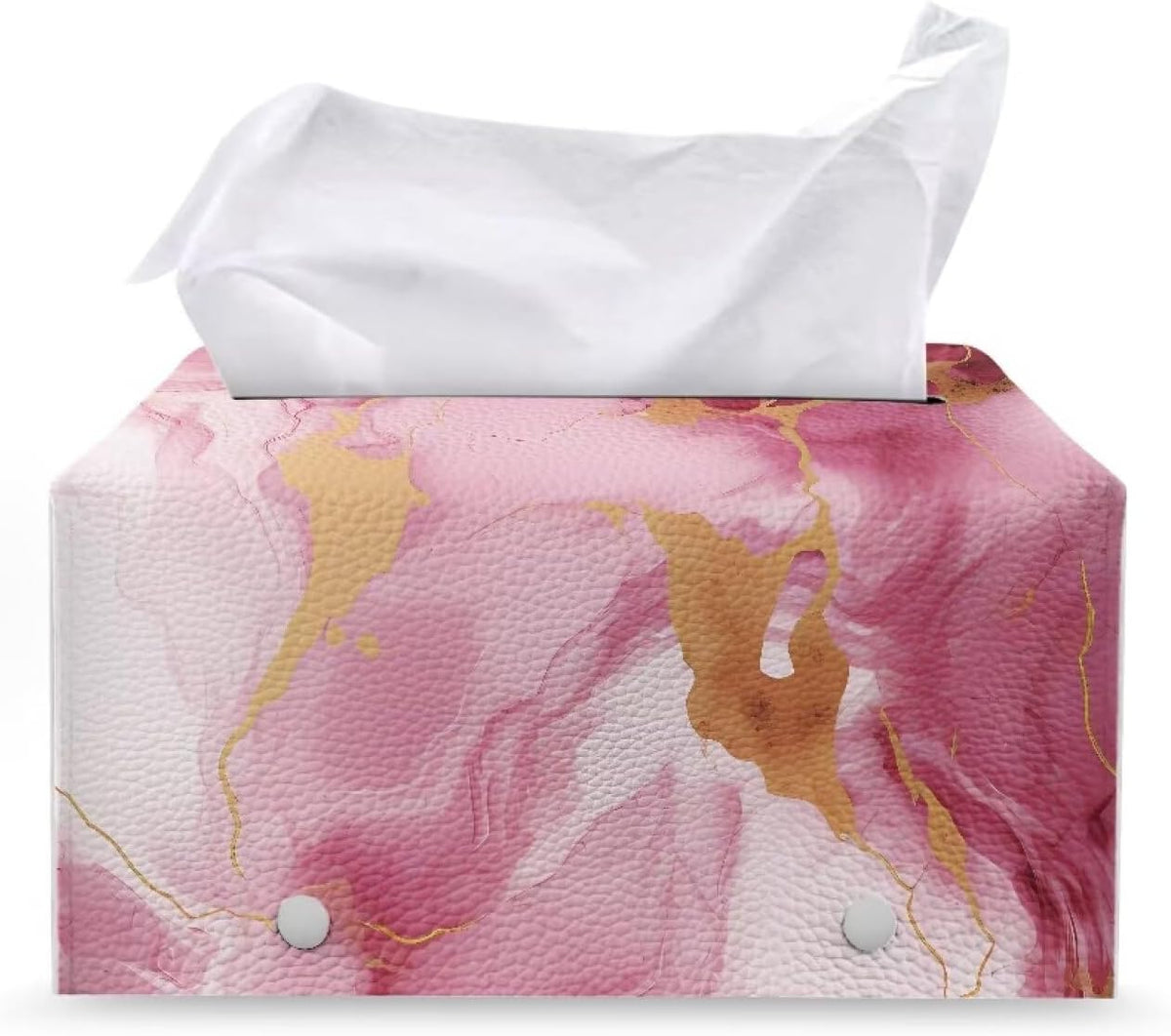 Pink Marble Print Rectangle Tissue Box Cover Modern PU Leather Rectangular Tissue Box Lightweight Waterproof Tissue Cover Decorative Organizer for Bathroom Vanity Countertop
