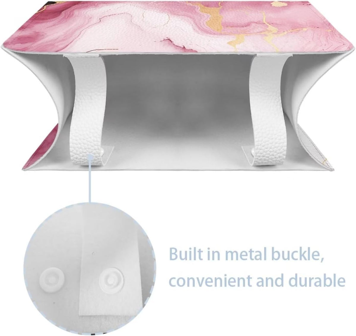 Pink Marble Print Rectangle Tissue Box Cover Modern PU Leather Rectangular Tissue Box Lightweight Waterproof Tissue Cover Decorative Organizer for Bathroom Vanity Countertop