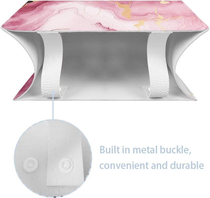 Pink Marble Print Rectangle Tissue Box Cover Modern PU Leather Rectangular Tissue Box Lightweight Waterproof Tissue Cover Decorative Organizer for Bathroom Vanity Countertop