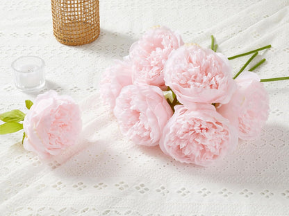 10PCS Artificial Peony Flowers, Real Touch Fake Silk Bouquet with Stems for Home Mothers Day Wedding Party Centerpieces Table Decoration Indoor(Light Pink)