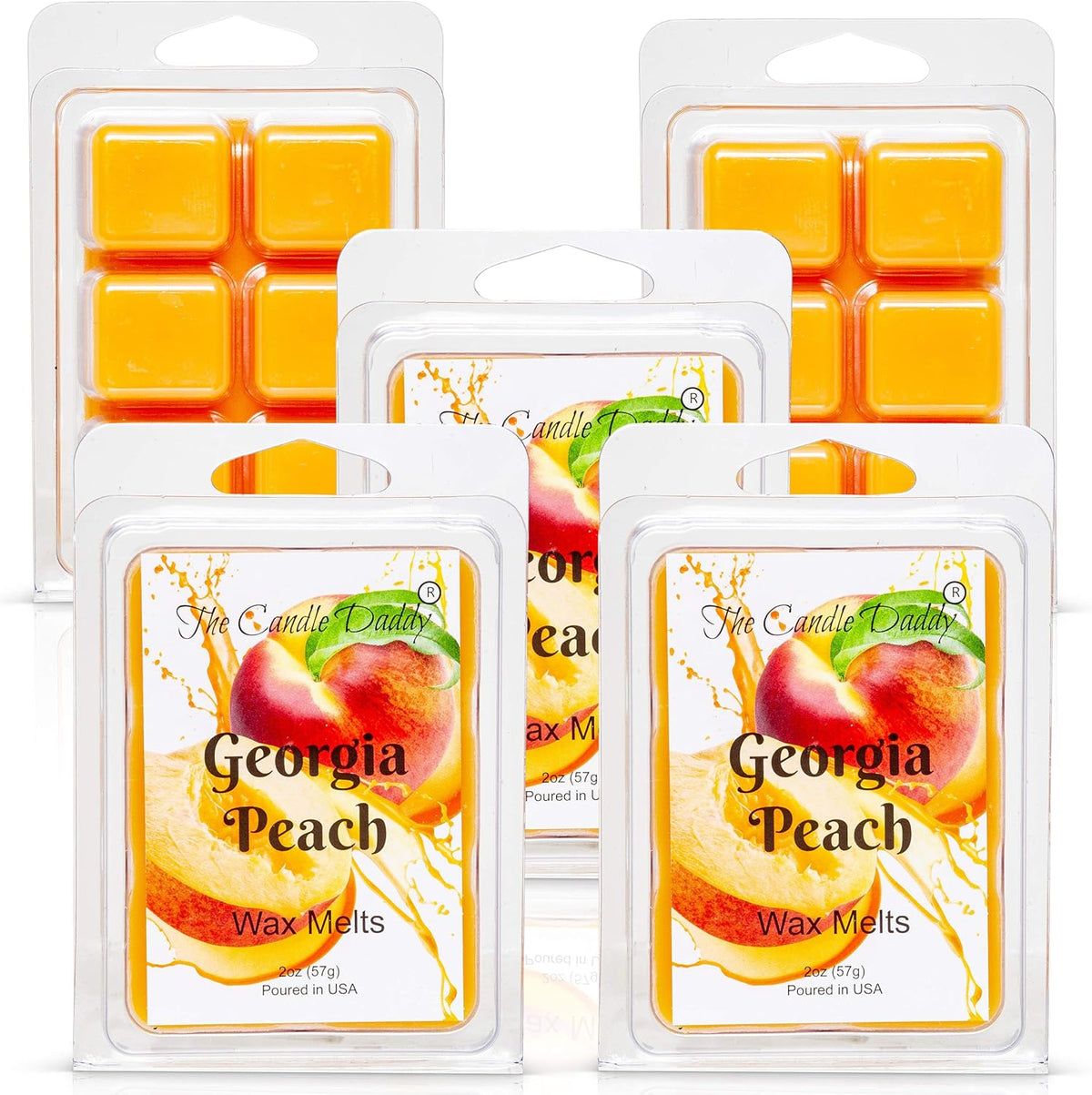 Georgia Peach - Southern Peach Fruit Scent - Maximum Scented Wax Cubes/Melts- 5 Packs -10 Ounces Total- 30 Cubes