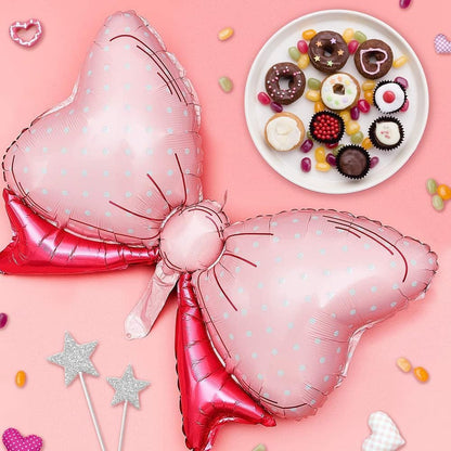 Pink Balloon Garland Arch Kit with Large Bow Balloons Pink Rose Polka Dot