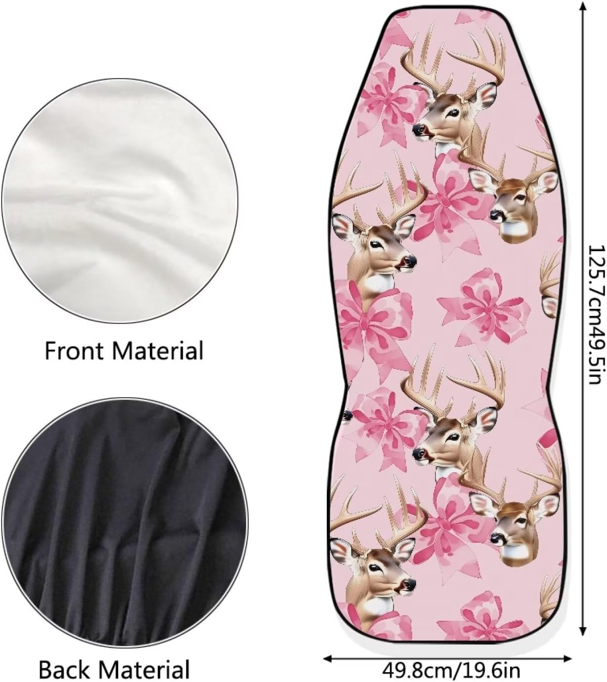 Deer with Pink Bow Print Car Seat Covers Front Seats Only