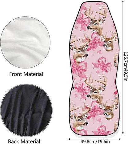 Deer with Pink Bow Print Car Seat Covers Front Seats Only