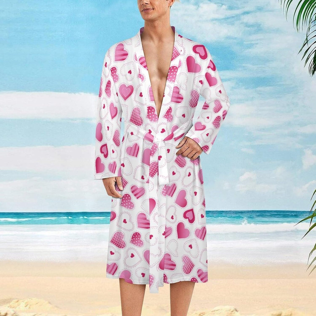 Womens Winter Forest Landscape Bathrobe Mens Knit Pajamas Robe With Self Tie Belt Waist Knee Length Travel Spa Robes