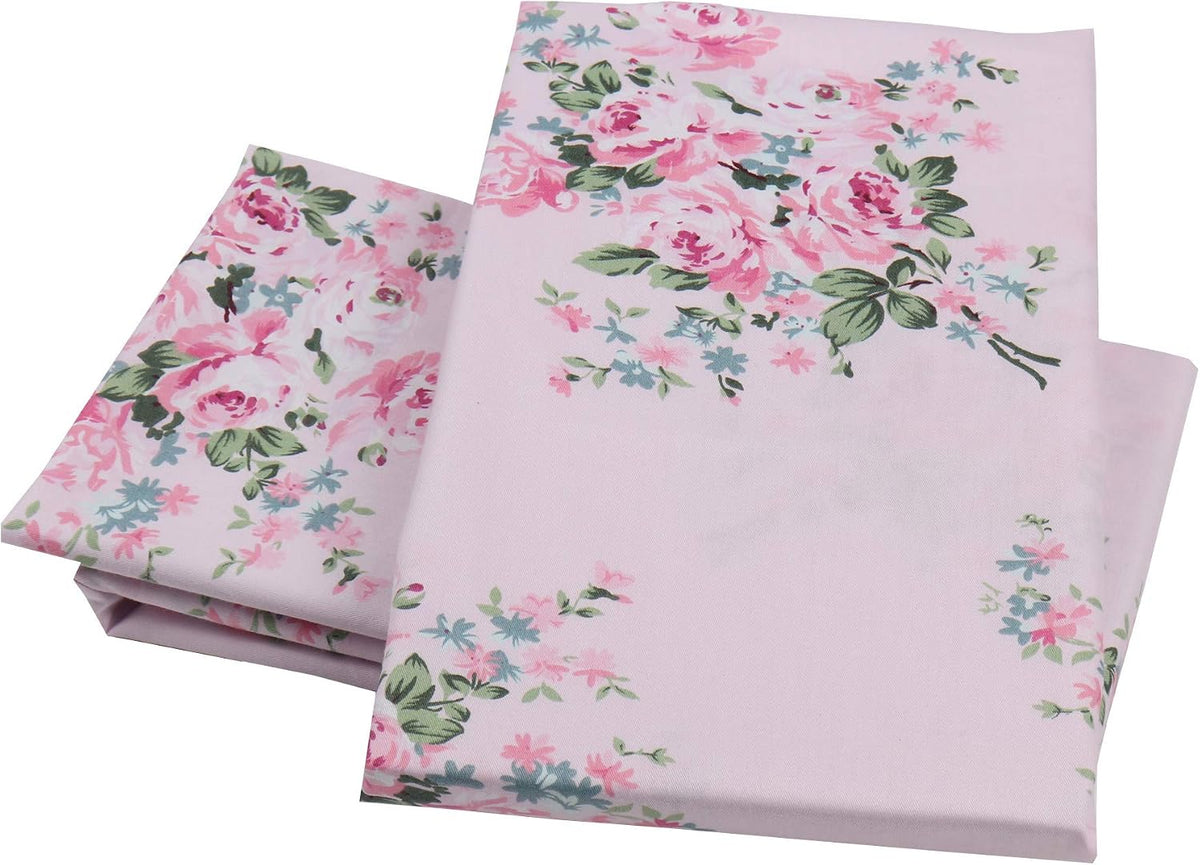 2 Pack Pink Floral Pillowcase Standard Size, 100% Cotton 600 Thread Count Pillow Covers, 20x30 Inches