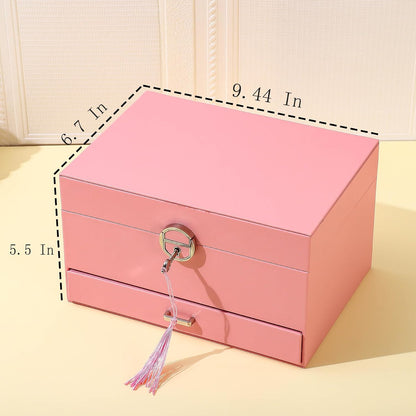 Large Jewelry Boxes For Women (Pink, 5 Layer)