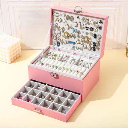 Large Jewelry Boxes For Women (Pink, 5 Layer)