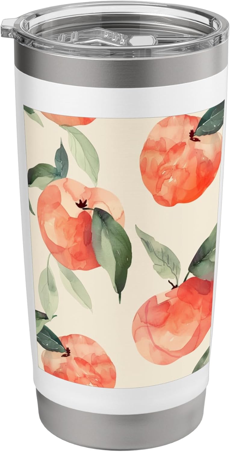 Watercolor Pattern Art Peach Fruit Stainless Steel Insulated Tumbler