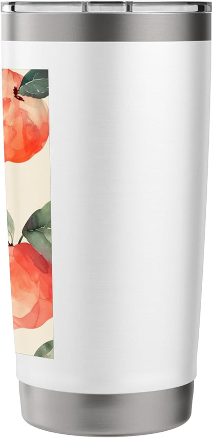 Watercolor Pattern Art Peach Fruit Stainless Steel Insulated Tumbler