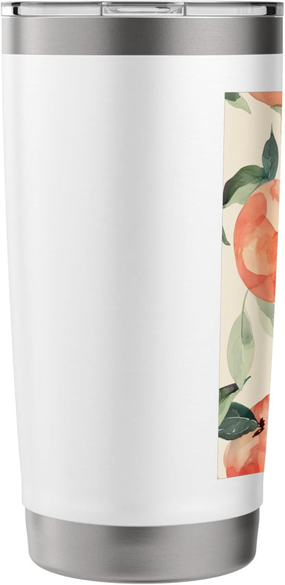 Watercolor Pattern Art Peach Fruit Stainless Steel Insulated Tumbler