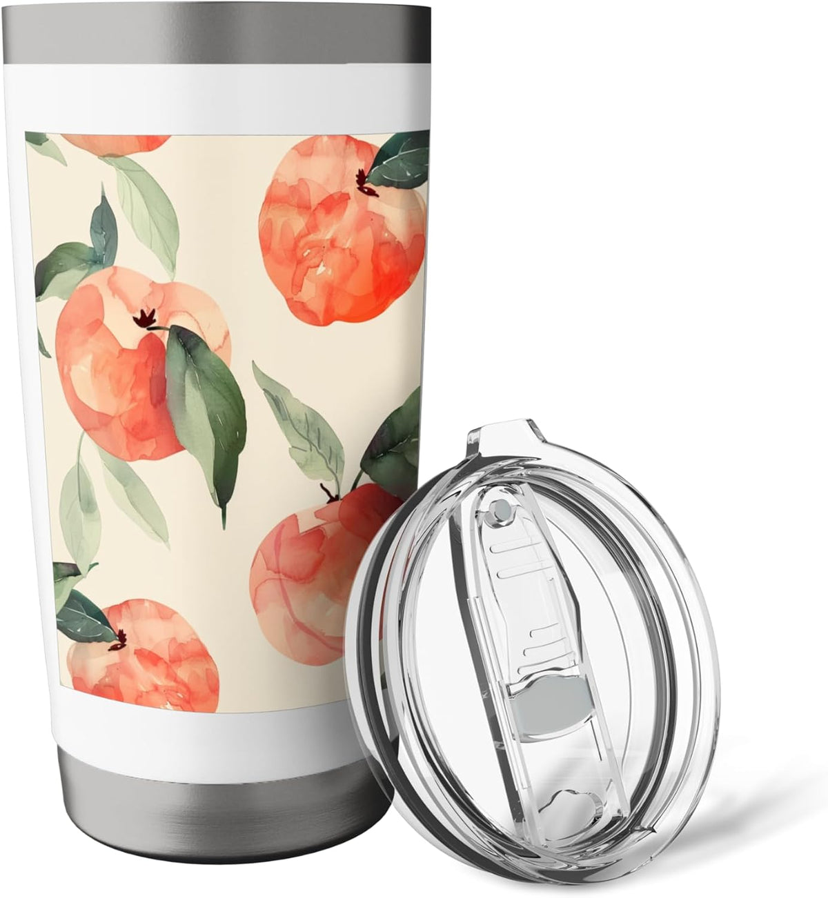 Watercolor Pattern Art Peach Fruit Stainless Steel Insulated Tumbler