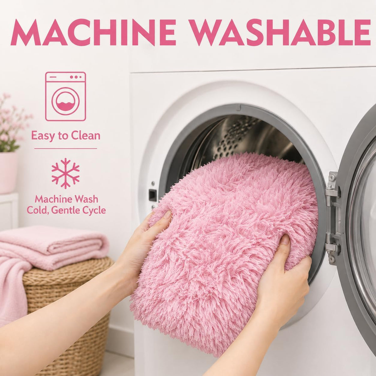 Shaggy Bathroom Rugs Sets 3Piece Bath Mat for Bathrom Non-Slip Bathrom Mats Water Absorbent Bath Rug Floor Mats Soft Washable Shower Rug with U-Shaped Contour Rug Toilet Lid Cover Light Pink