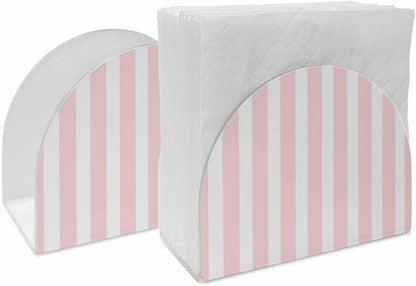 Napkin Holder for Table 2 Pack Pink Stripes Acrylic Standing Napkin Holder Pink White Vertical Striped Upright Tissue Dispenser for Dining Room Kitchen Countertops Indoor & Outdoor Use