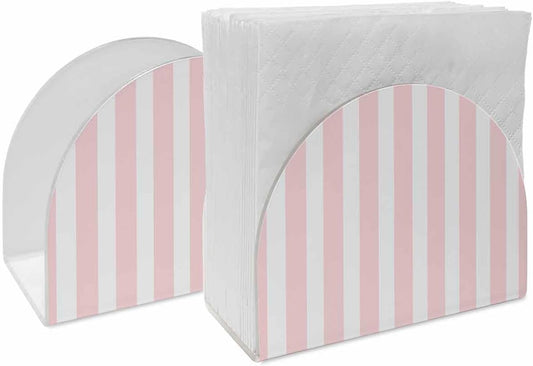 Napkin Holder for Table 2 Pack Pink Stripes Acrylic Standing Napkin Holder Pink White Vertical Striped Upright Tissue Dispenser for Dining Room Kitchen Countertops Indoor & Outdoor Use