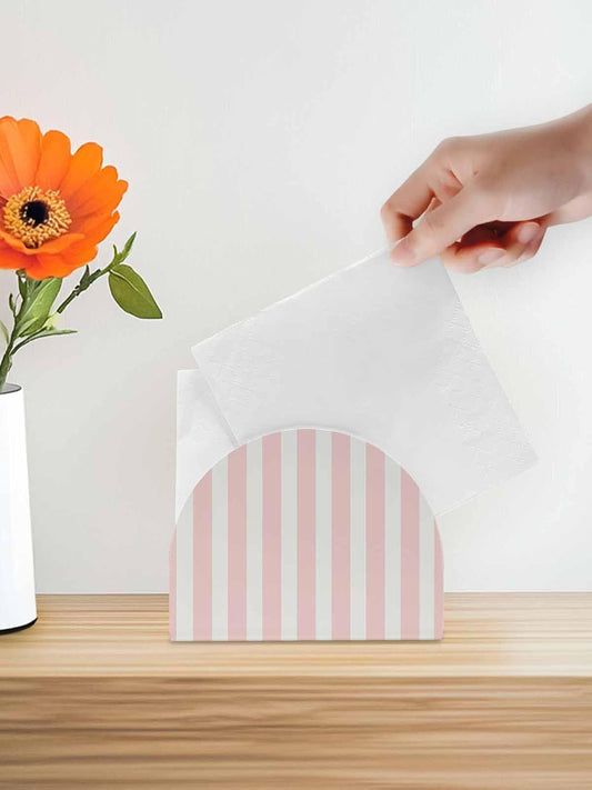 Napkin Holder for Table 2 Pack Pink Stripes Acrylic Standing Napkin Holder Pink White Vertical Striped Upright Tissue Dispenser for Dining Room Kitchen Countertops Indoor & Outdoor Use