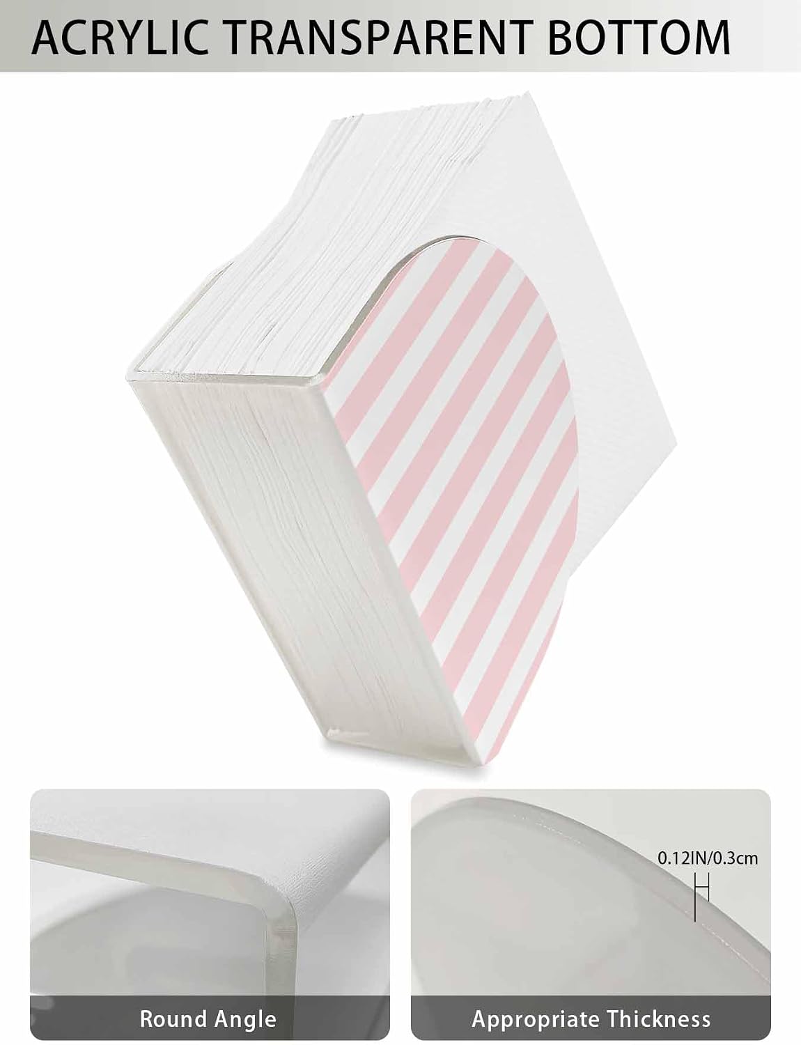 Napkin Holder for Table 2 Pack Pink Stripes Acrylic Standing Napkin Holder Pink White Vertical Striped Upright Tissue Dispenser for Dining Room Kitchen Countertops Indoor & Outdoor Use