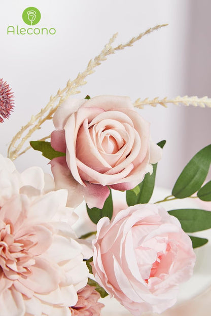 Alecono Artificial Flowers, Dusty Pink Silk Fake Flowers for DIY Wedding Bridal Bouquets, Wedding Cake Flowers for Table Centerpieces Baby Shower Birthday Party Home Decorations