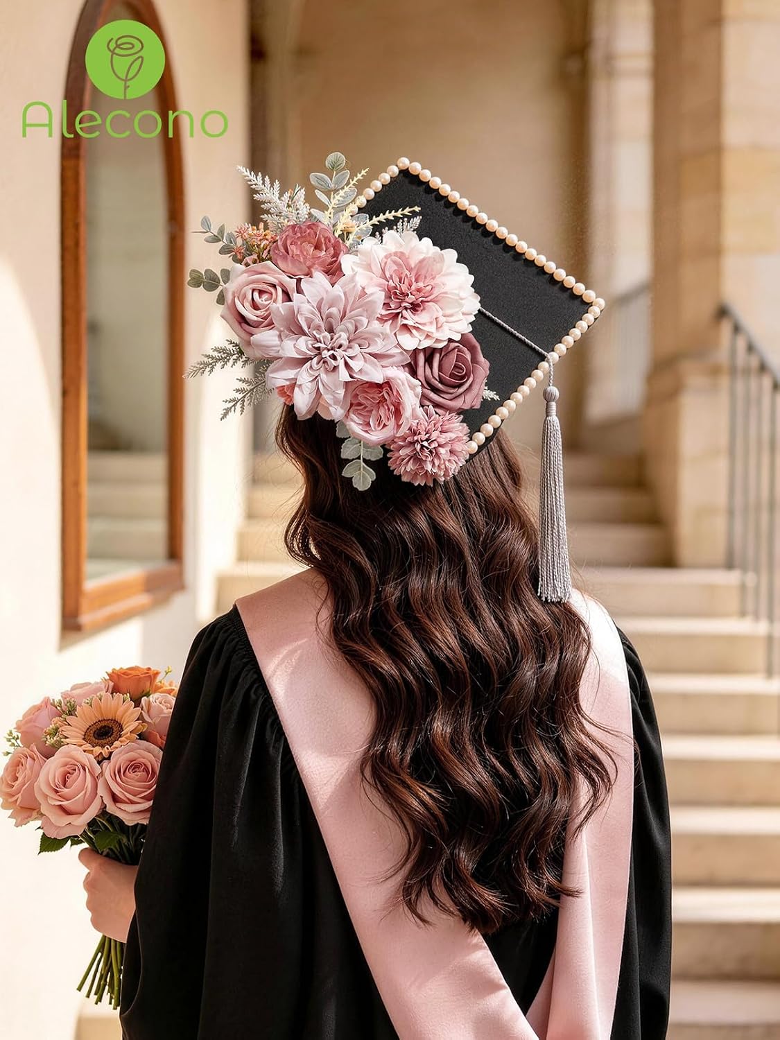 Alecono Artificial Flowers, Dusty Pink Silk Fake Flowers for DIY Wedding Bridal Bouquets, Wedding Cake Flowers for Table Centerpieces Baby Shower Birthday Party Home Decorations