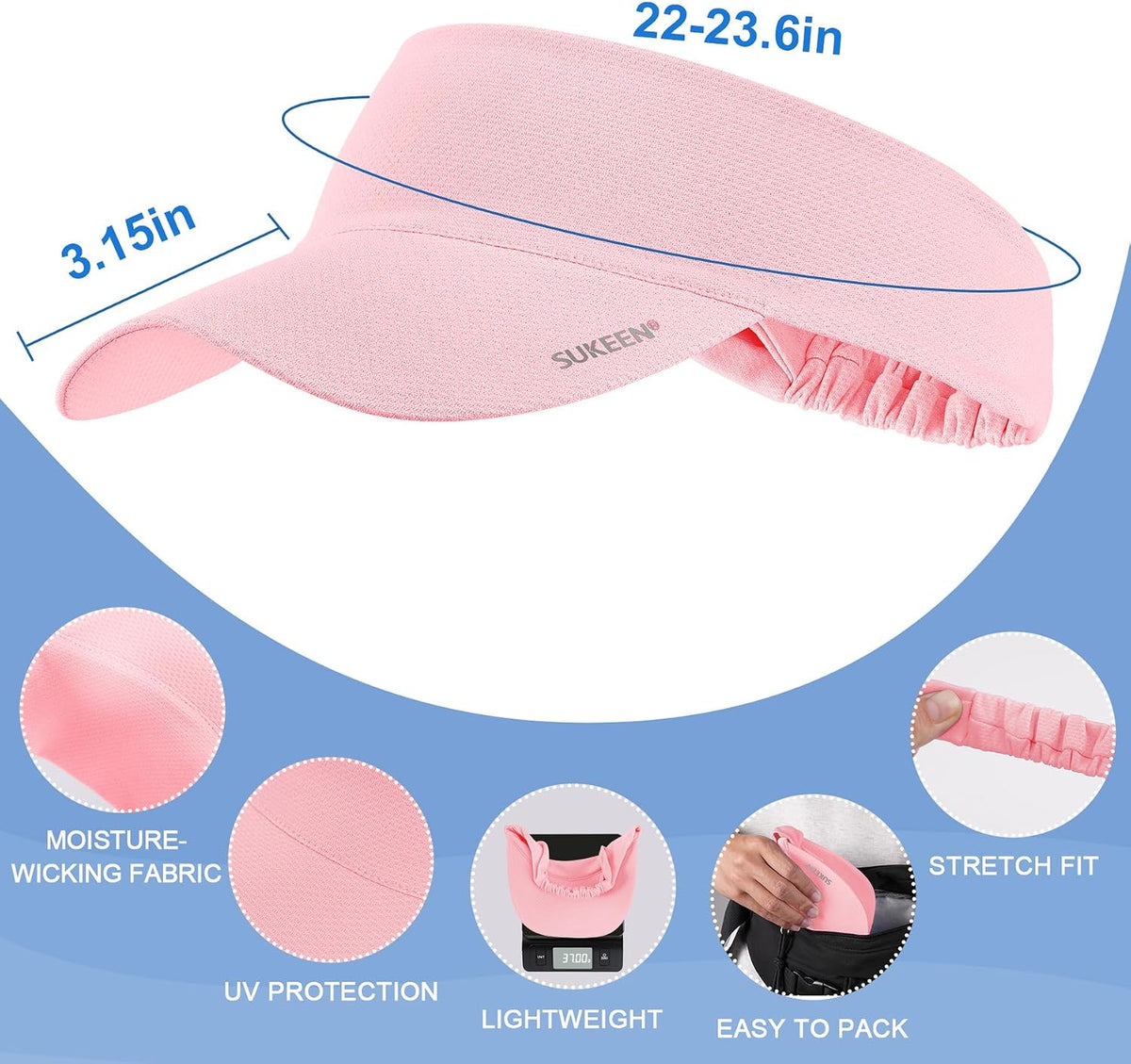 Cooling Stretchy Sun Visor for Women Men UV Protection Cooling Hat
