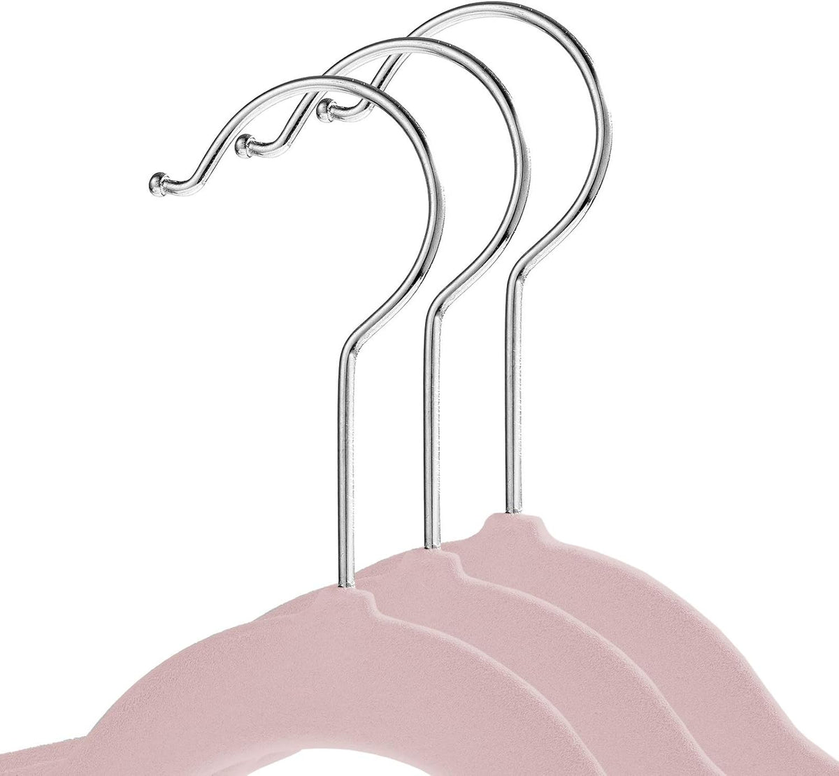 50 Velvet Kid's Hangers - 14" Size for Children's Clothes - Light Pink