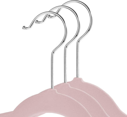 50 Velvet Kid's Hangers - 14" Size for Children's Clothes - Light Pink