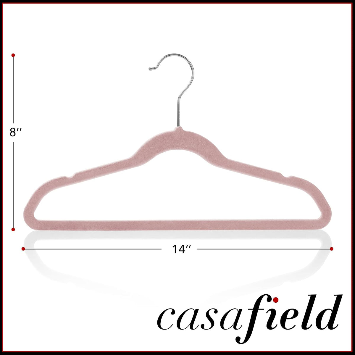 50 Velvet Kid's Hangers - 14" Size for Children's Clothes - Light Pink
