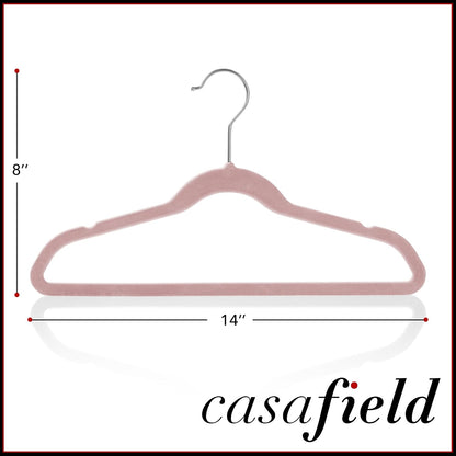 50 Velvet Kid's Hangers - 14" Size for Children's Clothes - Light Pink