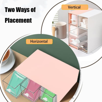 Plastic Clear Tea Box, Tea Bag Organizer with 3 Drawers for Sugar Sachets