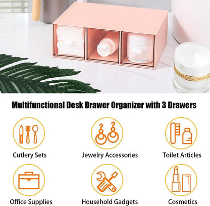 Plastic Clear Tea Box, Tea Bag Organizer with 3 Drawers for Sugar Sachets