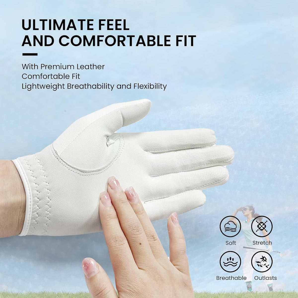 Golf Gloves Women with Ball Marker 1 Pack