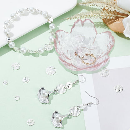 Small Glass Jewelry Tray Sakura Flower Glass Jewelry Dish Ring Dishes for Women Transparent Desktop Jewelry Organize Bedside Cupboard Photography Props Rings Pink 3.3x3.3x1.3 Inch