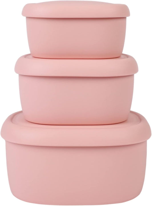 Silicone Food Storage Containers, Nesting 3-Pack, Pink