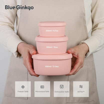 Silicone Food Storage Containers, Nesting 3-Pack, Pink