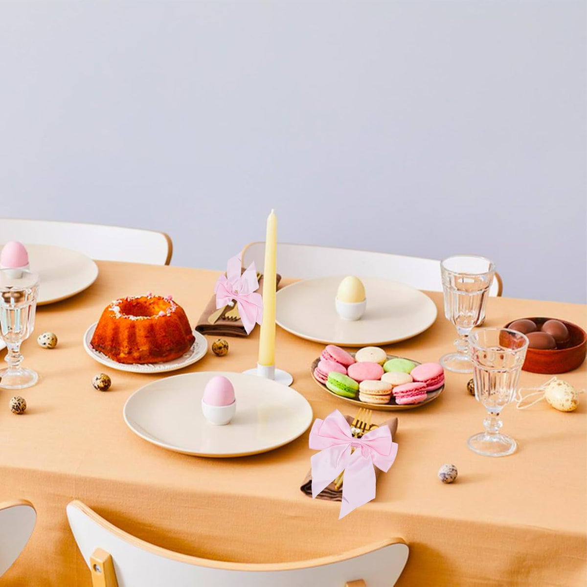 10 PCS Bow Napkin Ring Set, 4.02 X 4.53 Inch Pink Bowknot Dinner Table Ring, Chic Satin Napkin Buckle for Coquette Party Bachelorette Bridal