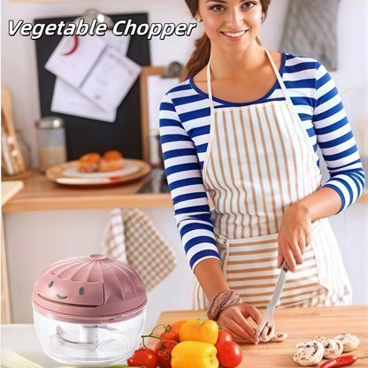 Manual Food Processor Vegetable Chopper, Mini Hand Pull String Garlic Chopper Onion Cutter for Veggies, Ginger, Fruits, Nuts, Avocado, garlic etc., Food Safe Material, 160ml (pink)