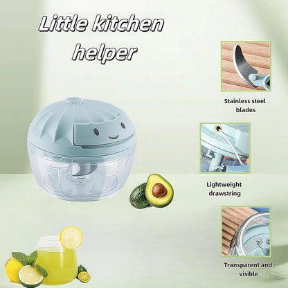 Manual Food Processor Vegetable Chopper, Mini Hand Pull String Garlic Chopper Onion Cutter for Veggies, Ginger, Fruits, Nuts, Avocado, garlic etc., Food Safe Material, 160ml (pink)