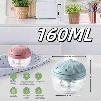 Manual Food Processor Vegetable Chopper, Mini Hand Pull String Garlic Chopper Onion Cutter for Veggies, Ginger, Fruits, Nuts, Avocado, garlic etc., Food Safe Material, 160ml (pink)