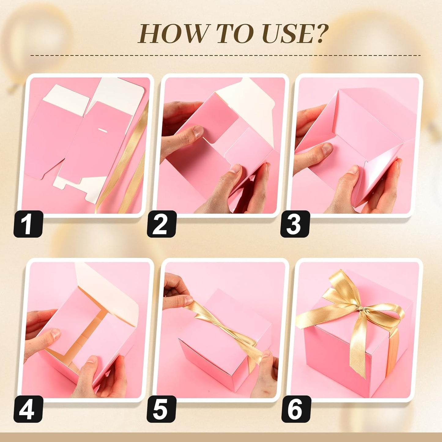 MotiMind 48 Pcs Wedding Gift Boxes with Ribbon Small Party Favor Boxes with Lids Mini Treat Candy Container for Easter Party Birthday and More(Pink,6 Inch)