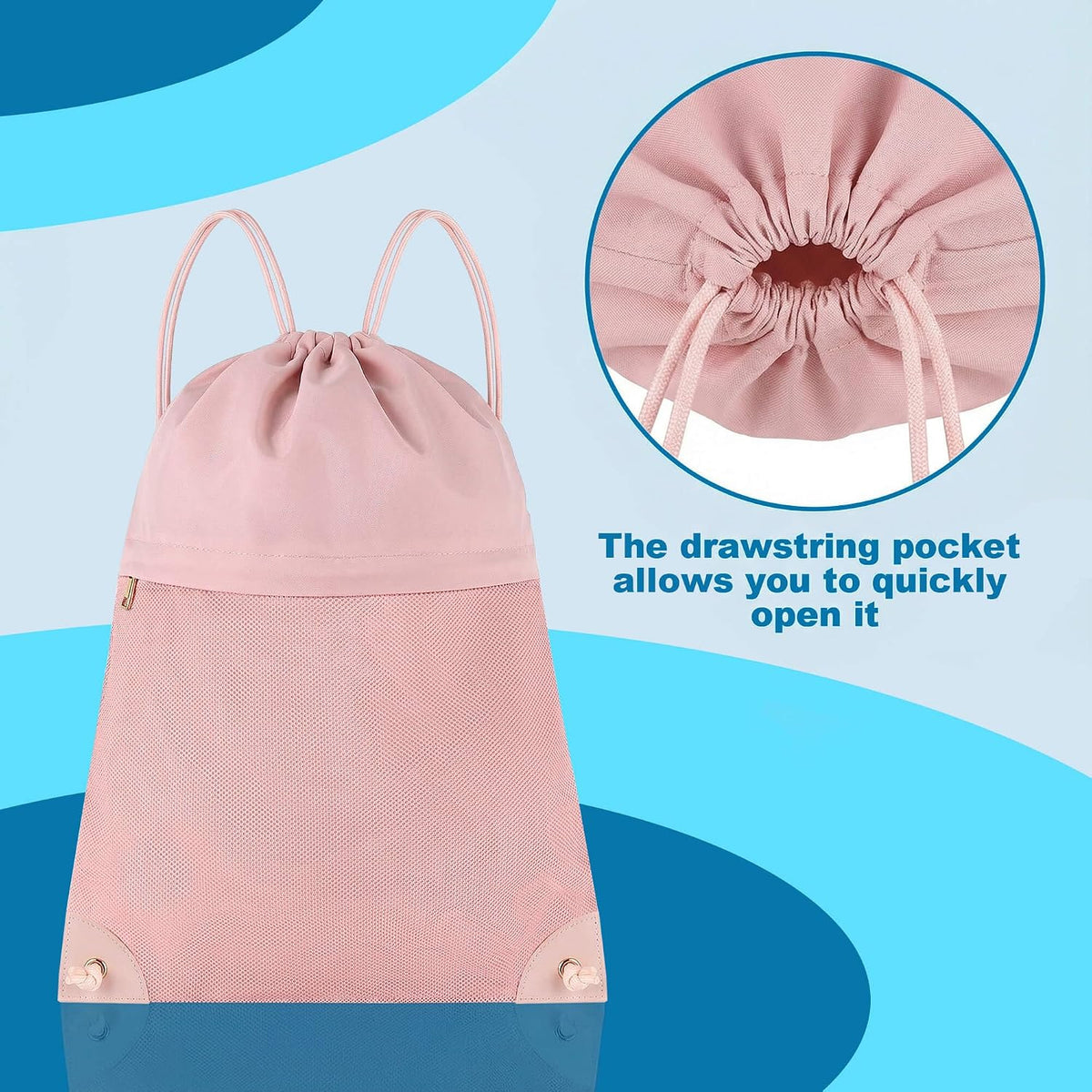 Drawstring Backpack for Sports - Small Gym Bag for Men & Women