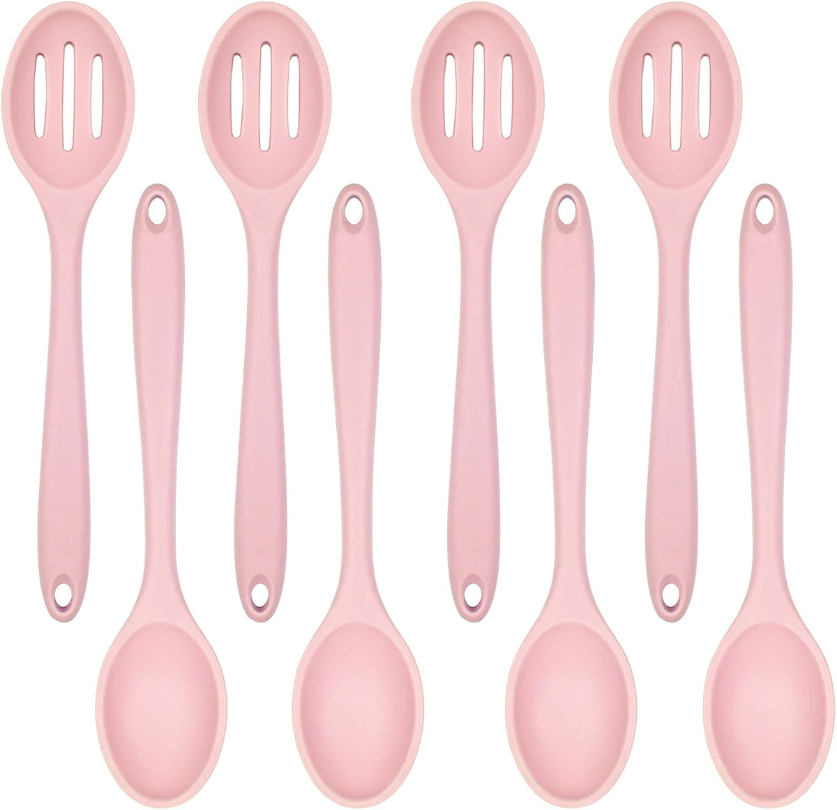 8 Pcs Silicone Cooking Spoons Set,Mixing Spoons for Cooking Spoons for Nonstick Cookware Silicone Serving Spoons,Mixing Spoons for Cooking (Pink)