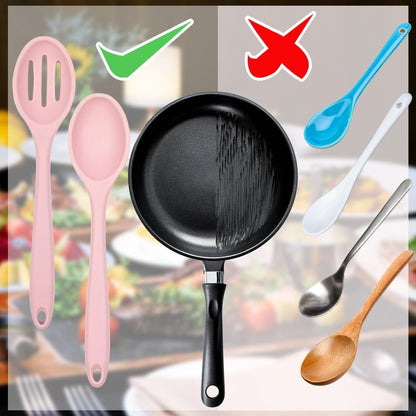 8 Pcs Silicone Cooking Spoons Set,Mixing Spoons for Cooking Spoons for Nonstick Cookware Silicone Serving Spoons,Mixing Spoons for Cooking (Pink)