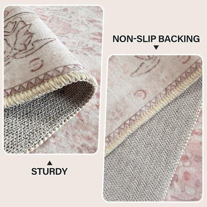 2×3 Dusty Pink Area Rugs Washable Boho Vintage Modern Neutral Small Carpet Doormat for Bathroom Kitchen Entryway Girls' Room Nursery Room Non Slip