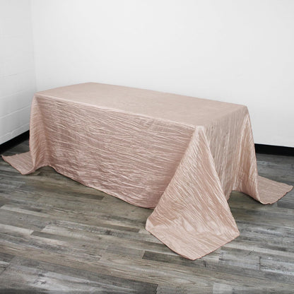 90 x 132 inch Rectangular Crinkle Taffeta Tablecloth - Blush, Rectangle Table Linens for 6 ft Rectangular Tables, Wedding Crushed Table Cloth
