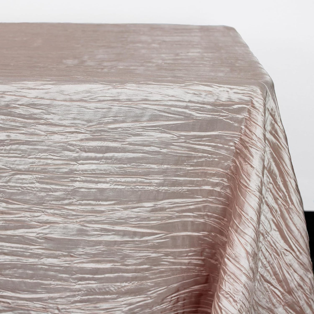 90 x 132 inch Rectangular Crinkle Taffeta Tablecloth - Blush, Rectangle Table Linens for 6 ft Rectangular Tables, Wedding Crushed Table Cloth