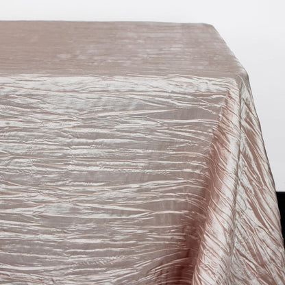 90 x 132 inch Rectangular Crinkle Taffeta Tablecloth - Blush, Rectangle Table Linens for 6 ft Rectangular Tables, Wedding Crushed Table Cloth