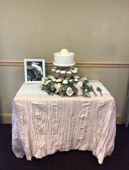 90 x 132 inch Rectangular Crinkle Taffeta Tablecloth - Blush, Rectangle Table Linens for 6 ft Rectangular Tables, Wedding Crushed Table Cloth