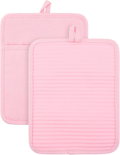 1 Pcs Pot Holders, Heat Resistant Trivets, Non-Slip Hot Pads for Countertops, Oven Pot Holders for Kitchen, Baking and BBQ 9.1 * 7.1in Pink